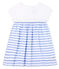 Jurk met korte mouwen voor baby meisje wit MARSHMALLOW/blauw RIYADH