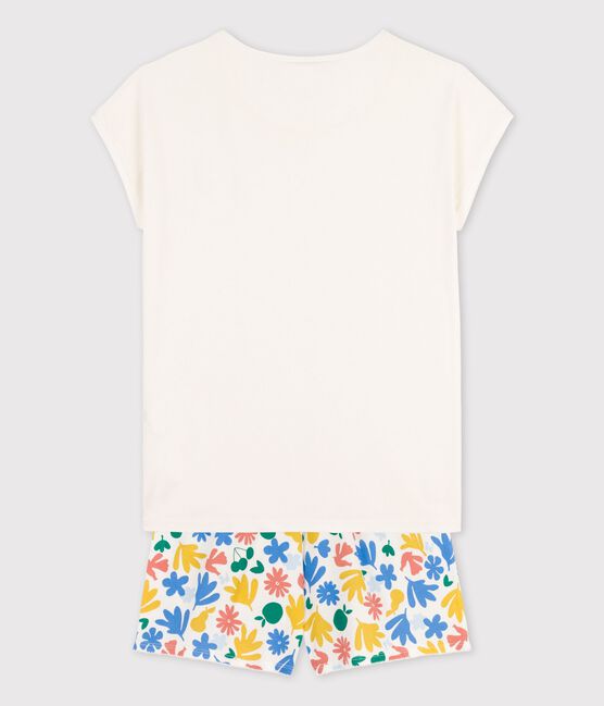 Pyjacourt fille en coton blanc MARSHMALLOW/blanc MULTICO