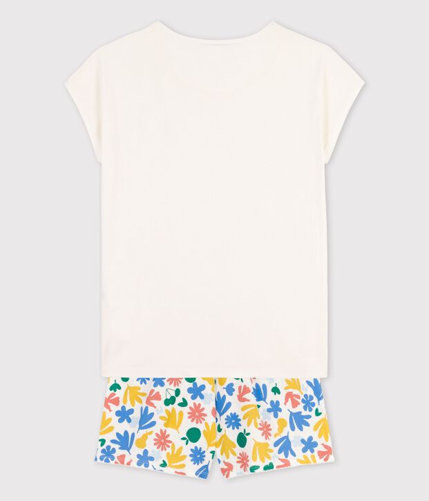 Pyjacourt fille en coton blanc/multicouleur