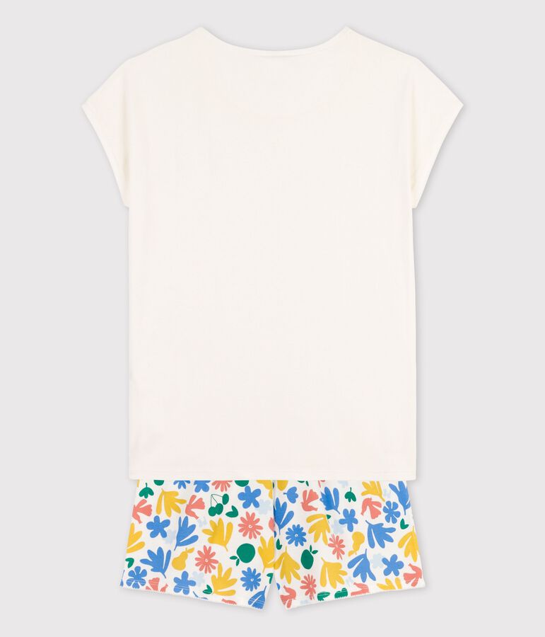 Pyjacourt fille en coton blanc MARSHMALLOW/blanc MULTICO