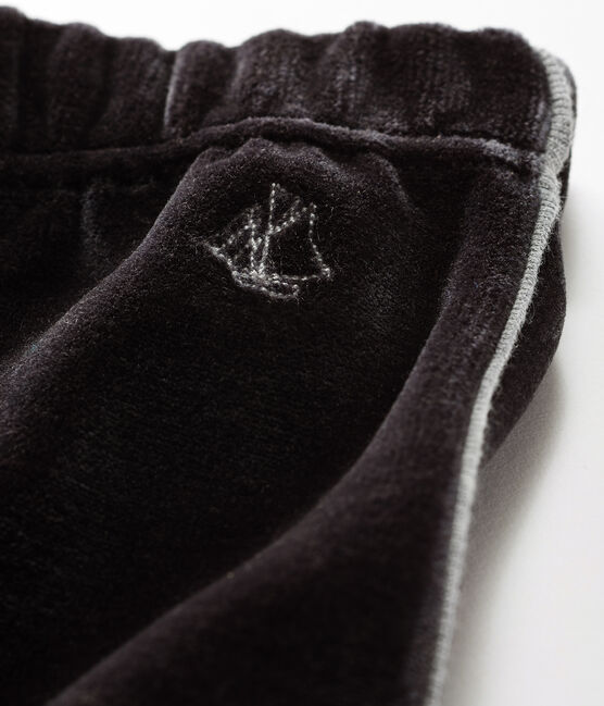 Broek van fluweel-mesh babyjongen zwart NOIR