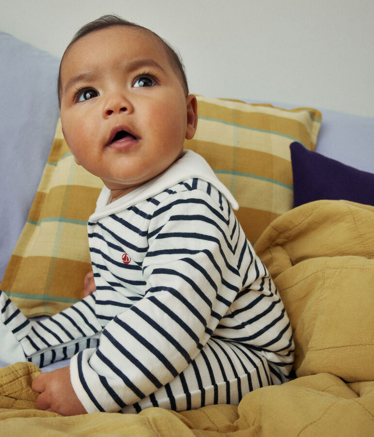 Pyjama en tubique b&eacute;b&eacute; blanc/bleu