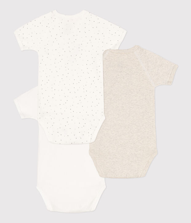 Lot de 3 bodies b&eacute;b&eacute; en coton biologique multicouleur