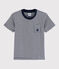 Tee-shirt manches courtes en coton enfant garçon bleu SMOKING/blanc MARSHMALLOW