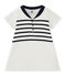 Robe bébé fille en jersey lourd blanc MARSHMALLOW/bleu SMOKING
