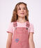 Katoenen kinder-T-shirt met korte mouw en streepjes roze/wit