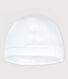 Bonnet naissance blanc bébé en coton biologique
