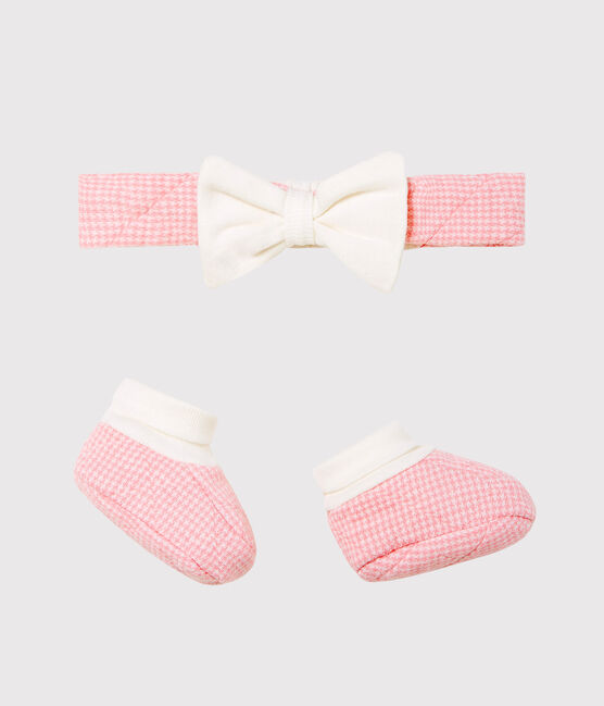 Lot Bandeau Et Chaussons Bebe Fille En Tubique Matelasse Variante 1 Petit Bateau