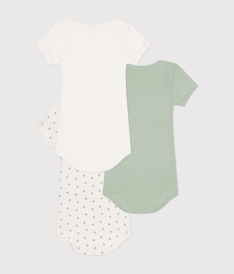 Lot de 3 bodies manches courtes en coton b&eacute;b&eacute; multicouleur