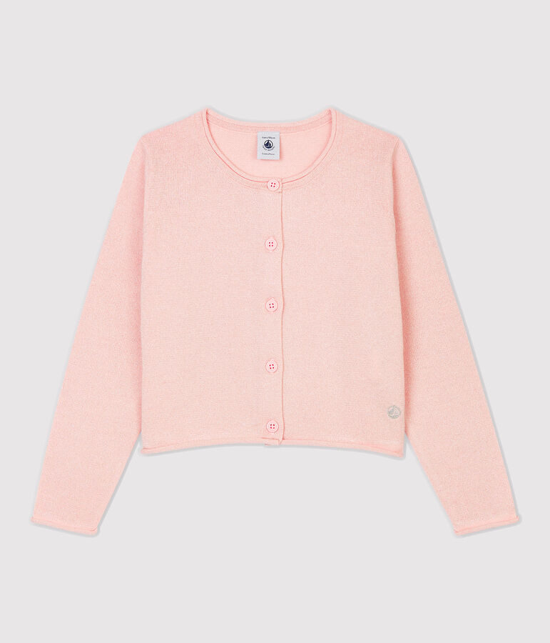 Cardigan en coton enfant fille rose MINOIS/ ARGENT