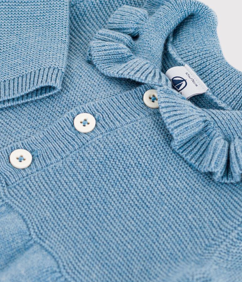 Effen babyjurkje van wol en katoen blauw