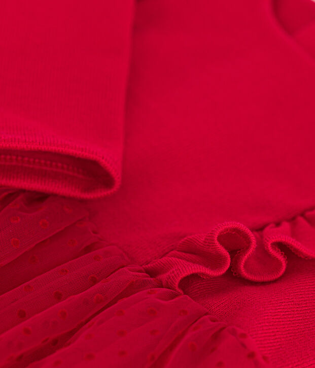 Jurk van katoen en tule voor baby's rood