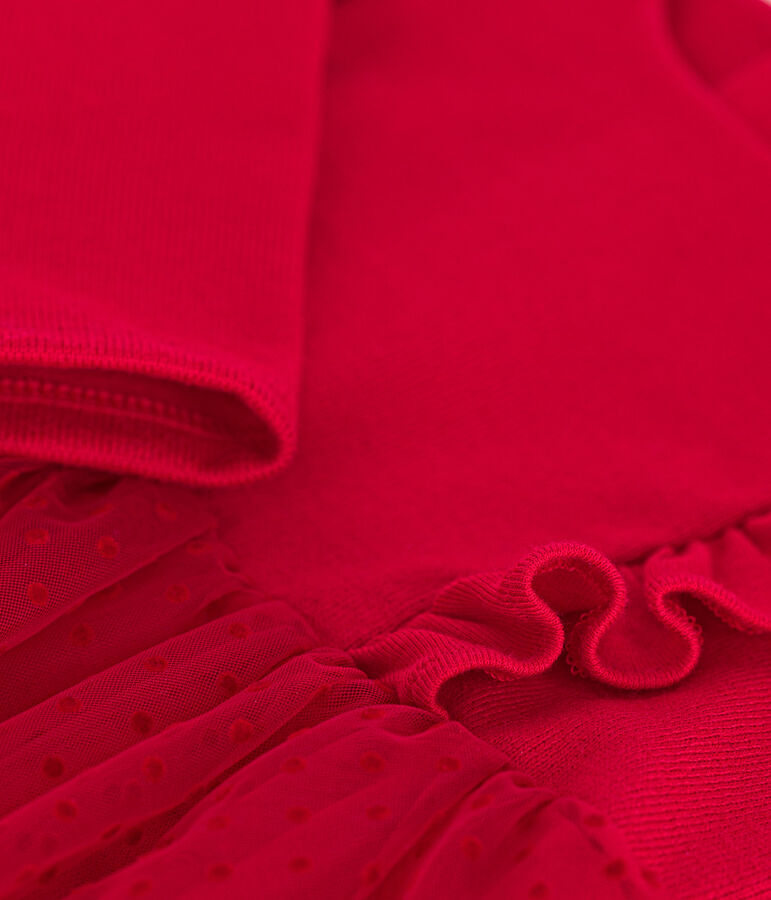 Robe en coton et tulle b&eacute;b&eacute; rouge