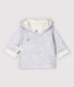 Veste à capuche grise bébé en tubique matelassé en coton biologique