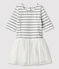 Robe manches courtes enfant fille blanc MARSHMALLOW/gris ARGENT