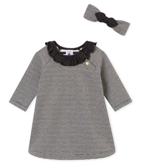 Robe rayée et bandeau bébé fille variante 1