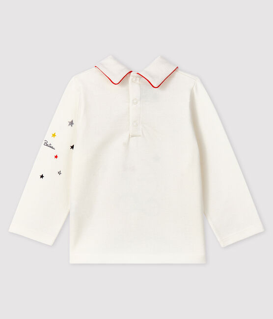 T-shirt babyjongen met polokraag. wit MARSHMALLOW