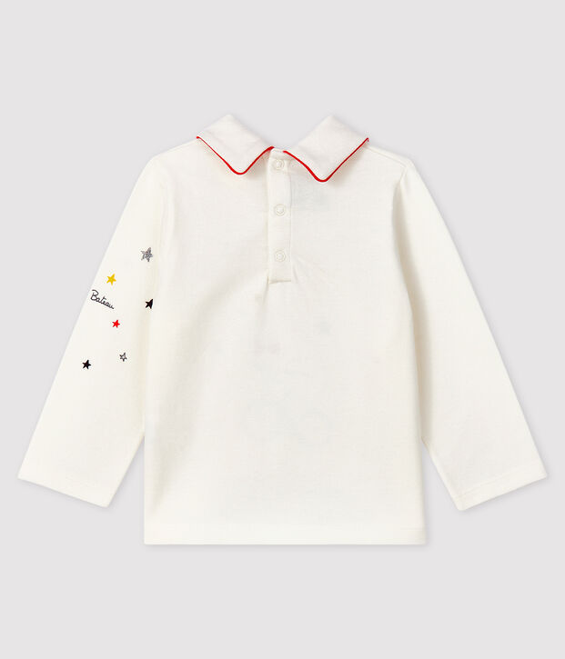 Tee-shirt avec col polo b&eacute;b&eacute; gar&ccedil;on blanc