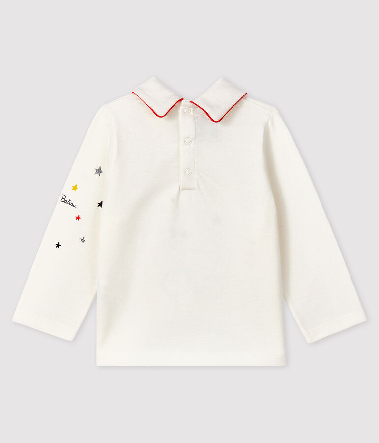 Tee-shirt avec col polo b&eacute;b&eacute; gar&ccedil;on blanc