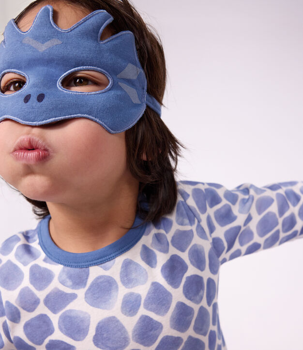Katoenen verkleedpyjama van een draak voor kinderen blauw/blauw