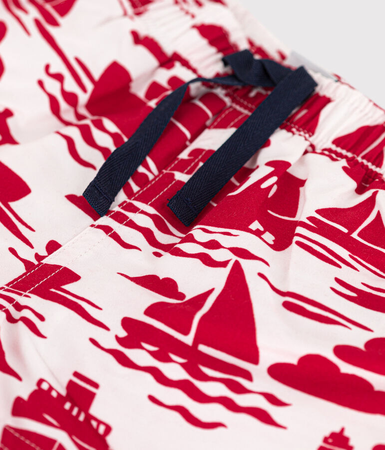 Short de bain b&eacute;b&eacute; en mati&egrave;re recycl&eacute;e &eacute;cru/rouge