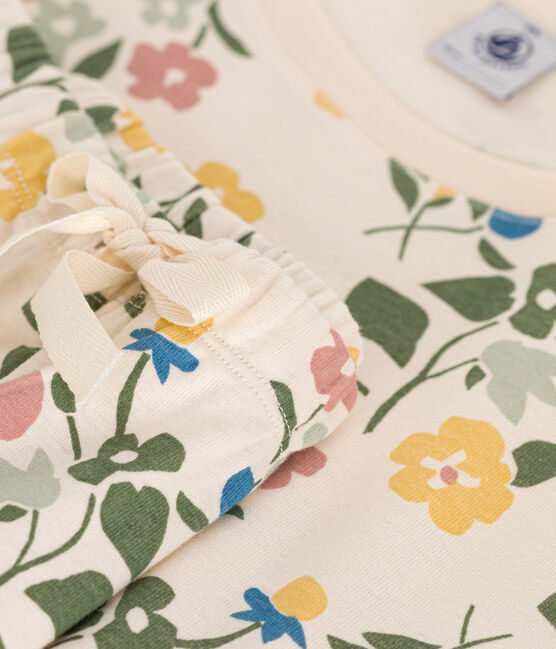 Katoenen pyjama met korte broek en T-shirt met bloemmotiefje voor dames wit AVALANCHE/ MULTICO
