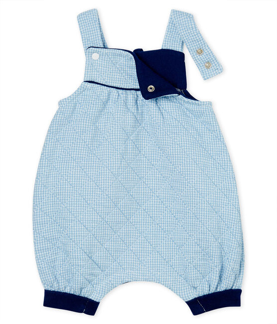 Korte salopette voor baby's van gewatteerde tubic blauw ACIER/wit MARSHMALLOW
