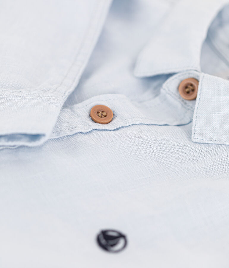 Jongenshemd met lange mouwen in linnen blauw