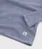 Tee-shirt manches longues milleraies petite fille/petit garçon  en laine et coton bleu MEDIEVAL/blanc MARSHMALLOW