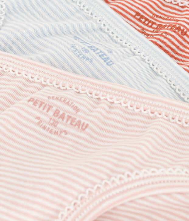 Set met 3 katoenen meisjesslips met milleraies-streepjes multicouleur