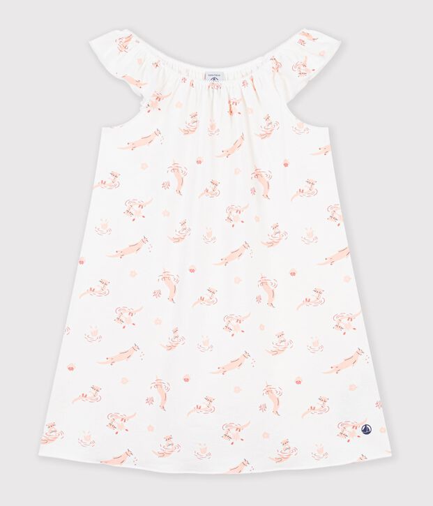 Chemise de nuit &agrave; manches courtes blanc/orange/multicouleur