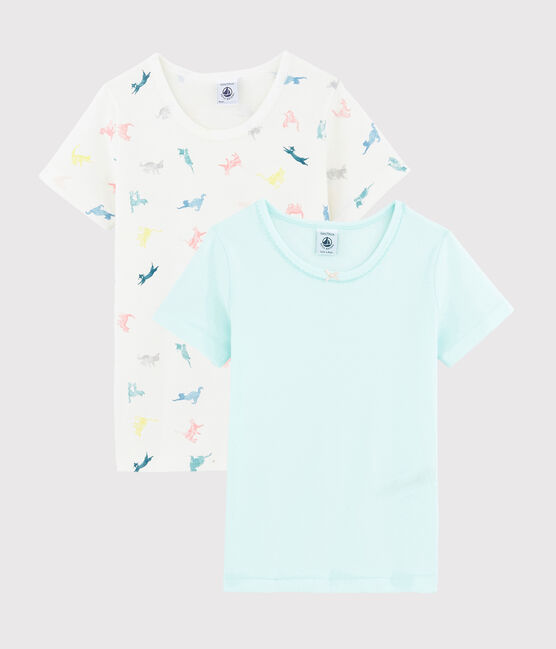 Set van 2 T-shirts voor meisjes met kleurrijke katten en korte mouwen variante 1