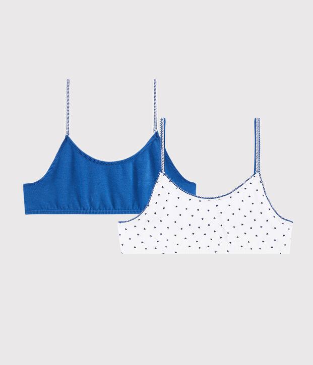 Set van 2 brassi&egrave;res voor meisjes met minihartjes multicouleur