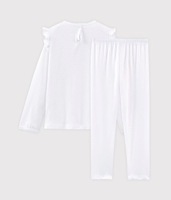 Pyjama petite fille en coton fin blanc ECUME