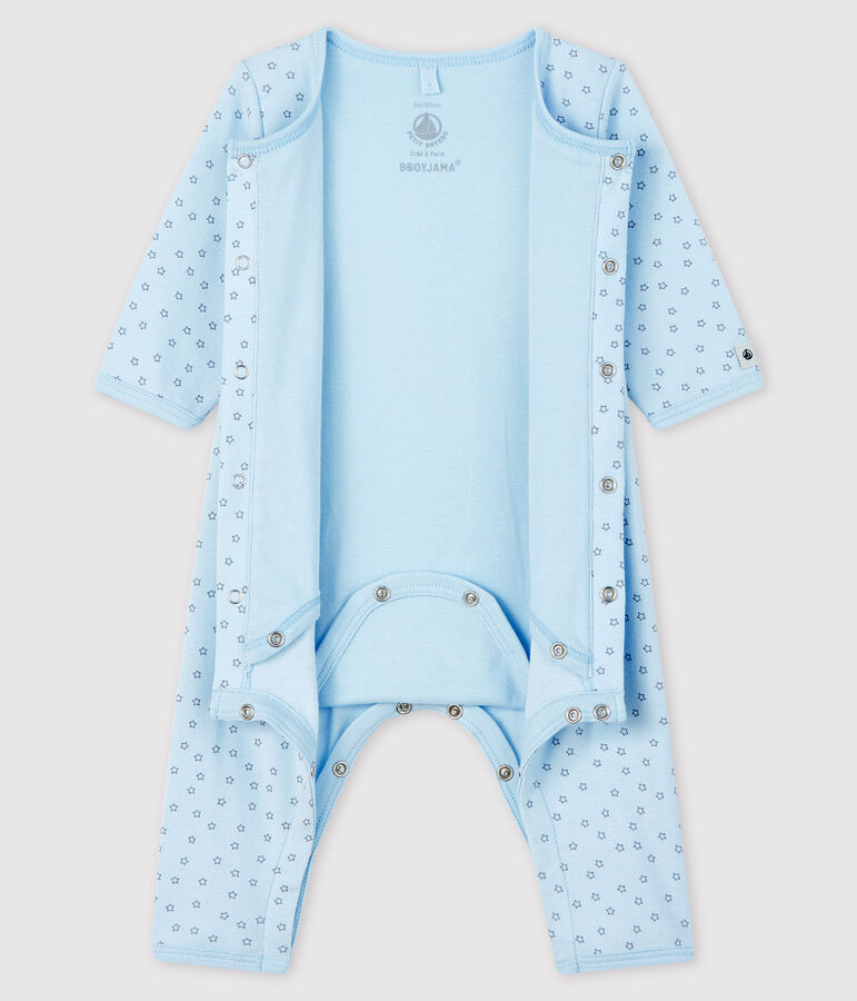 Bodyjama sans pieds &eacute;toiles b&eacute;b&eacute; gar&ccedil;on en coton biologique bleu/gris