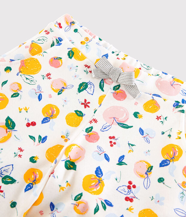 Short en coton enfant fille blanc/multicouleur