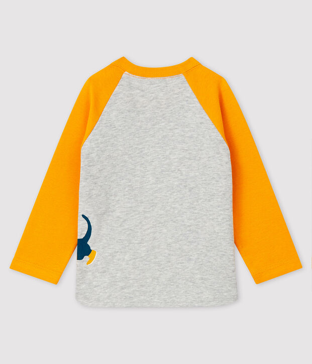 T-shirt baby jongen grijs/geel