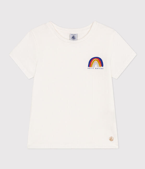 Tee-shirt en jersey léger enfant fille blanc MARSHMALLOW