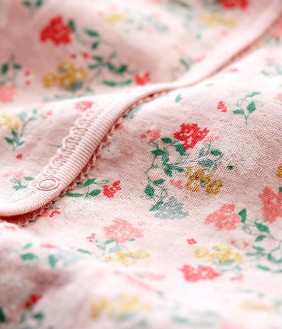 Zachte pyjama zonder voetjes voor babymeisjes roze JOLI/wit MULTICO