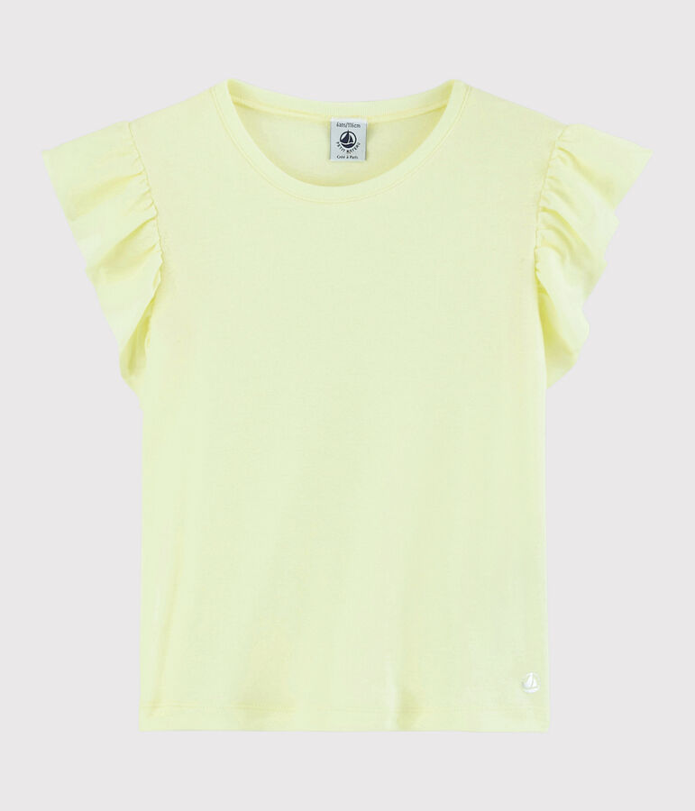 Tee-shirt manches courtes en coton enfant fille jaune