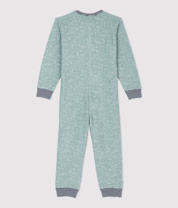 Combinaison ours en bouclette &eacute;ponge gratt&eacute;e enfant gris/blanc