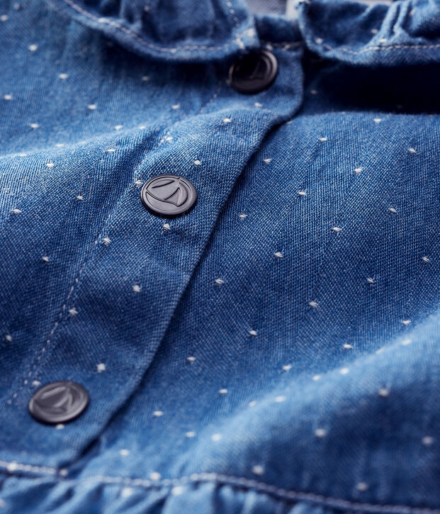 Licht denim jurkje met stippen voor babymeisjes blauw