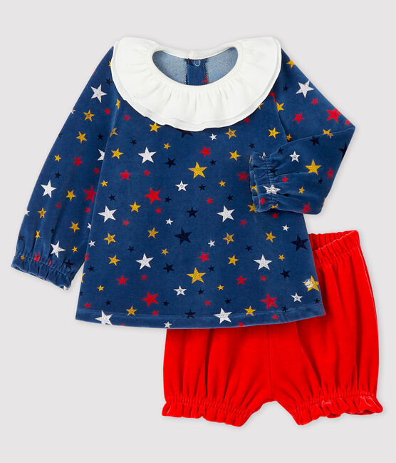 Ensemble deux pièces bébé fille bleu MEDIEVAL/blanc MULTICO