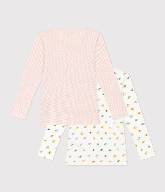 Set van 2 T-shirts met lange mouwen en bloemen voor meisjes in katoen variante 1