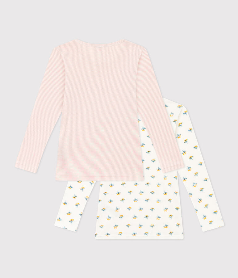Set van 2 T-shirts met lange mouwen en bloemen voor meisjes in katoen multicouleur