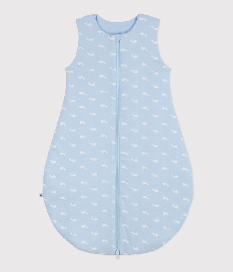 Katoenen babytrappelzakje met walvisprint TOG 2.5 blauw/wit