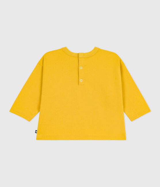 Katoenen T-shirt met lange mouwen en katmotiefje voor baby's geel NAPLES