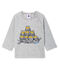 T-shirt met lange milleraies mouwen babyjongen grijs SUBWAY/wit MARSHMALLOW