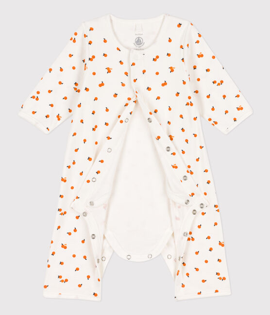 Bodyjama imprimés en coton blanc MARSHMALLOW/ ORANGE