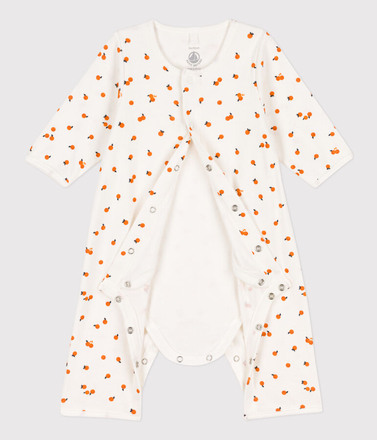 Bodyjama imprim&eacute;s en coton blanc/ORANGE